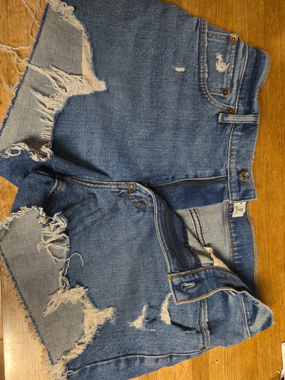 Abercrombie & Fitch Distressed Blue Denim Shorts